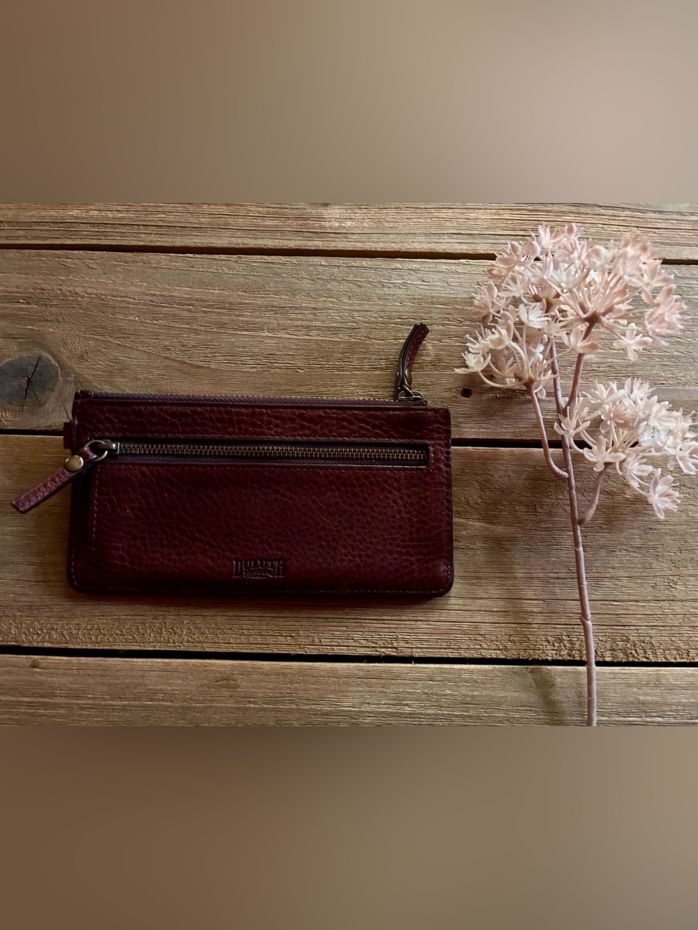 Deep Burgundy Duluth Trading Leather Zip Wallet